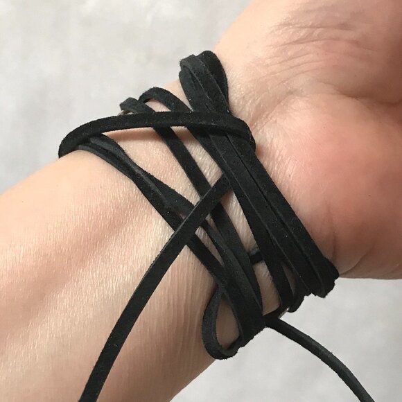 PHoenix Eagle Antique Sterling Silver Tie Wrap 925 Leather Cuff Bracelet Boho - Picture 7 of 11